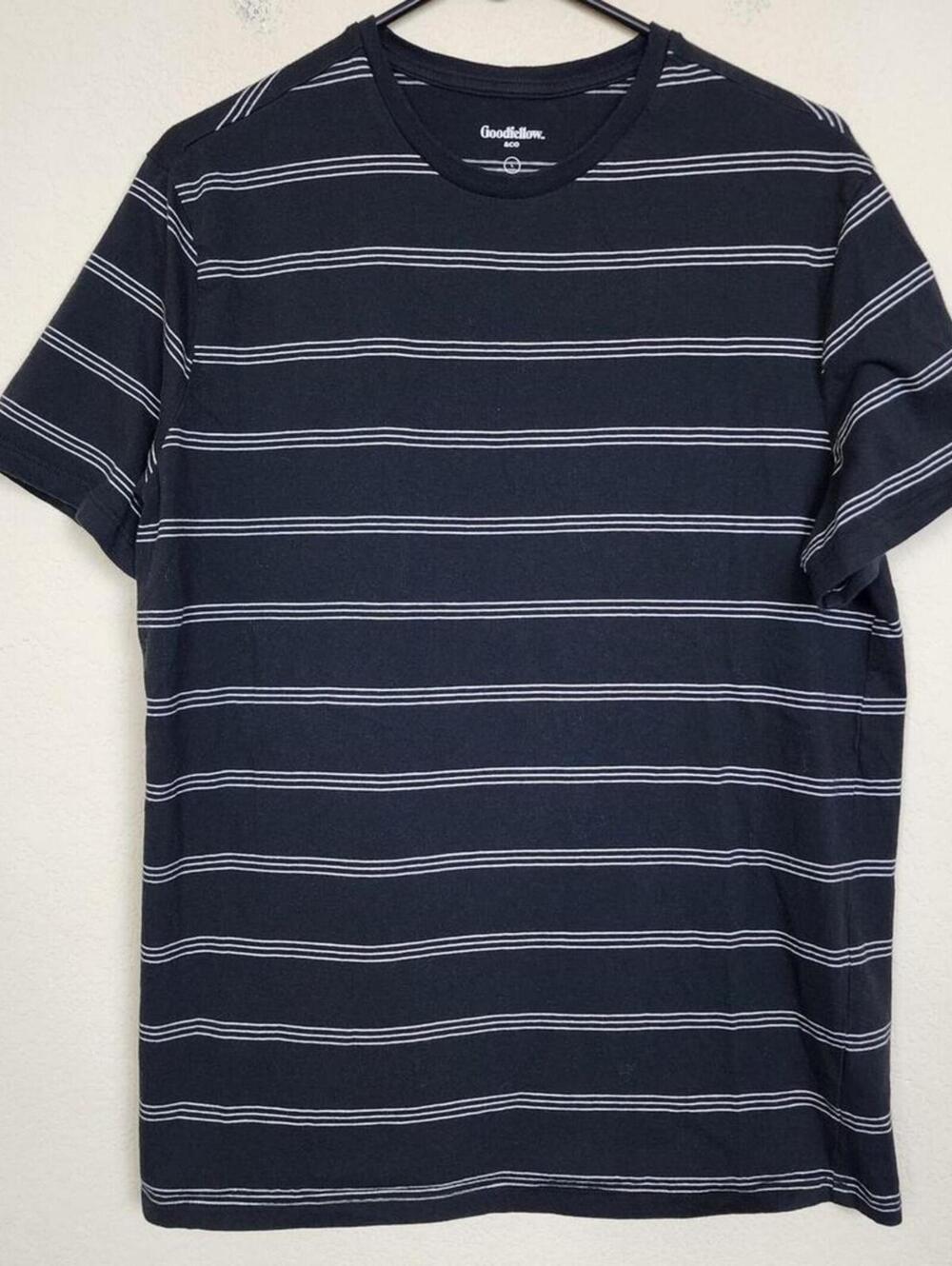 Black White Large Striped Tee Shirt